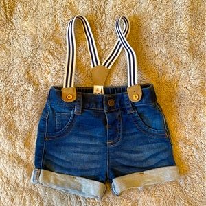 Denim overall shorts